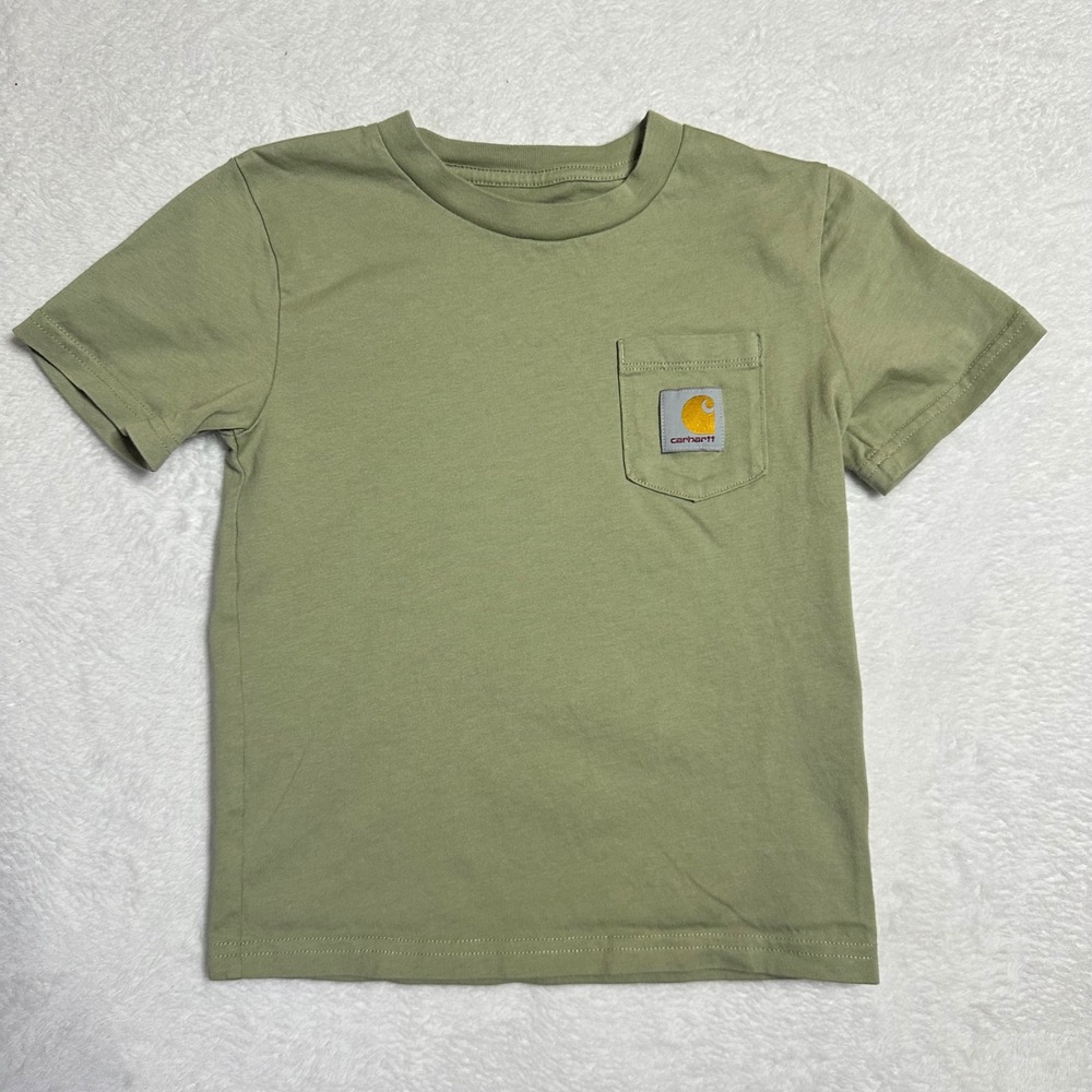 Carhartt Kids Boys 5 Black Sage Green Short Sleeve Pocket T-Shirt Cotton